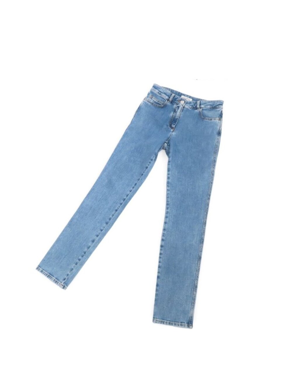 Chanel Denim Jeans Light Blue Cotton Polyurethane Fleece CC Logo Patch